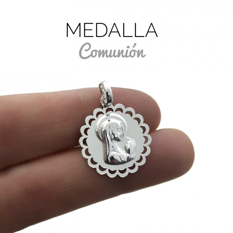 Medalla de Plata de ley calada Virgen Niña 19 Mm. 1