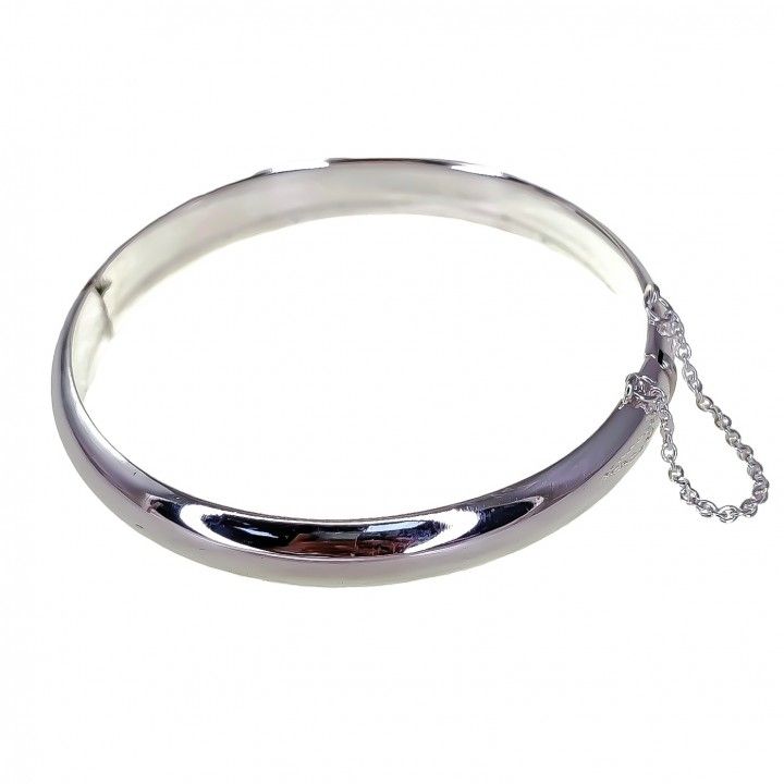 Pulsera Media Caña en Plata lisa de 7 Mm.