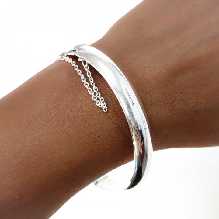 Pulsera media caña de Plata de ley lisa 9 Mm. y 60 Mm. diámetro 1