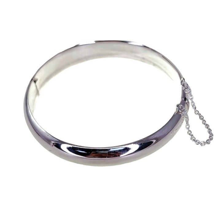Pulsera media caña de Plata de ley lisa 9 Mm. y 60 Mm. diámetro 3