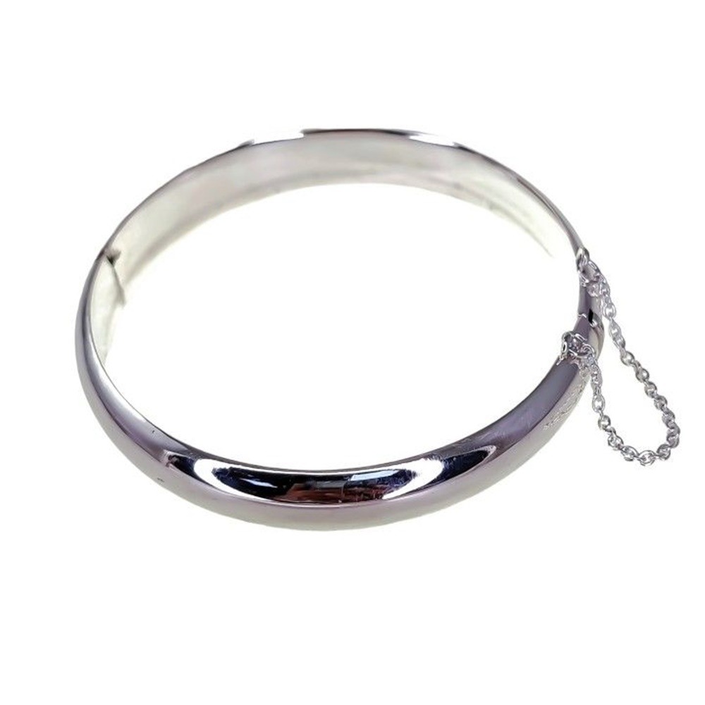 Pulsera media caña de Plata de ley lisa 9 Mm. y 60 Mm. diámetro