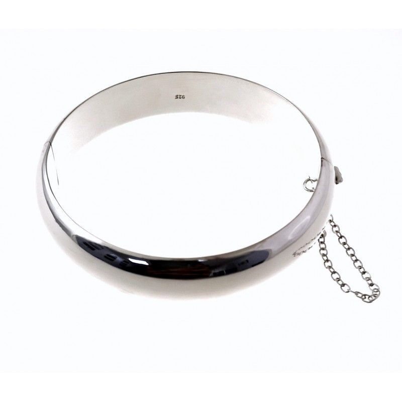 Brazalete Media Caña de Plata 14 Mm. ancha y 60 Mm. diámetro