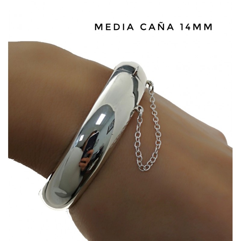 Brazalete Media Caña de Plata 14 Mm. ancha y 60 Mm. diámetro 1