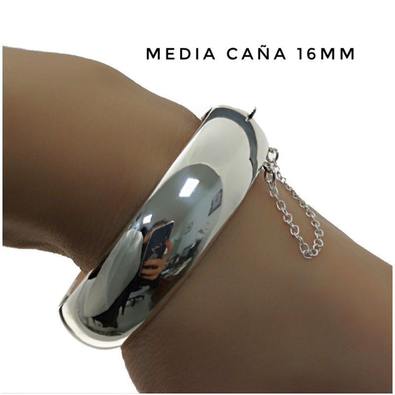 Pulsera media caña Plata 16 Mm. ancha y 60 Mm. diámetro 1