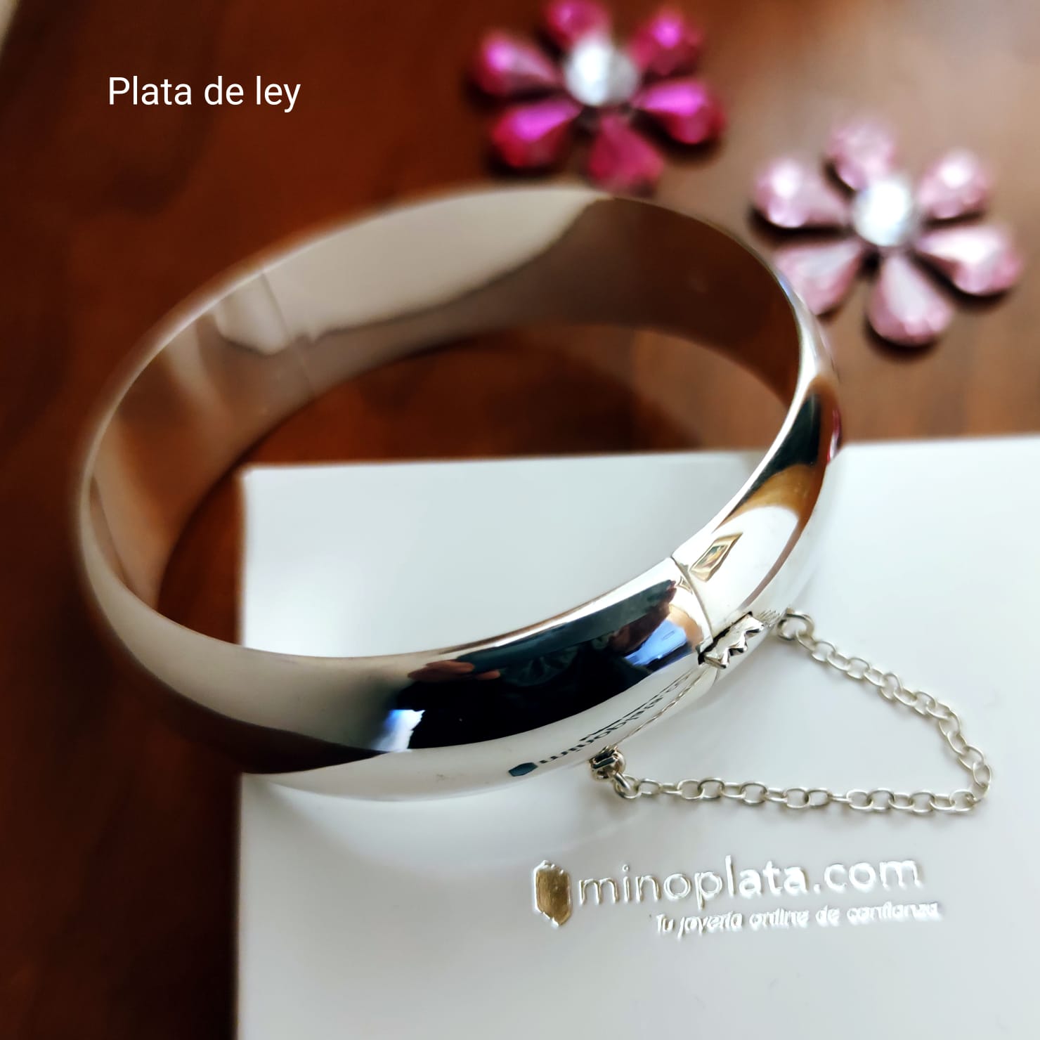 Pulsera media caña Plata 16 Mm. ancha y 60 Mm. diámetro 2