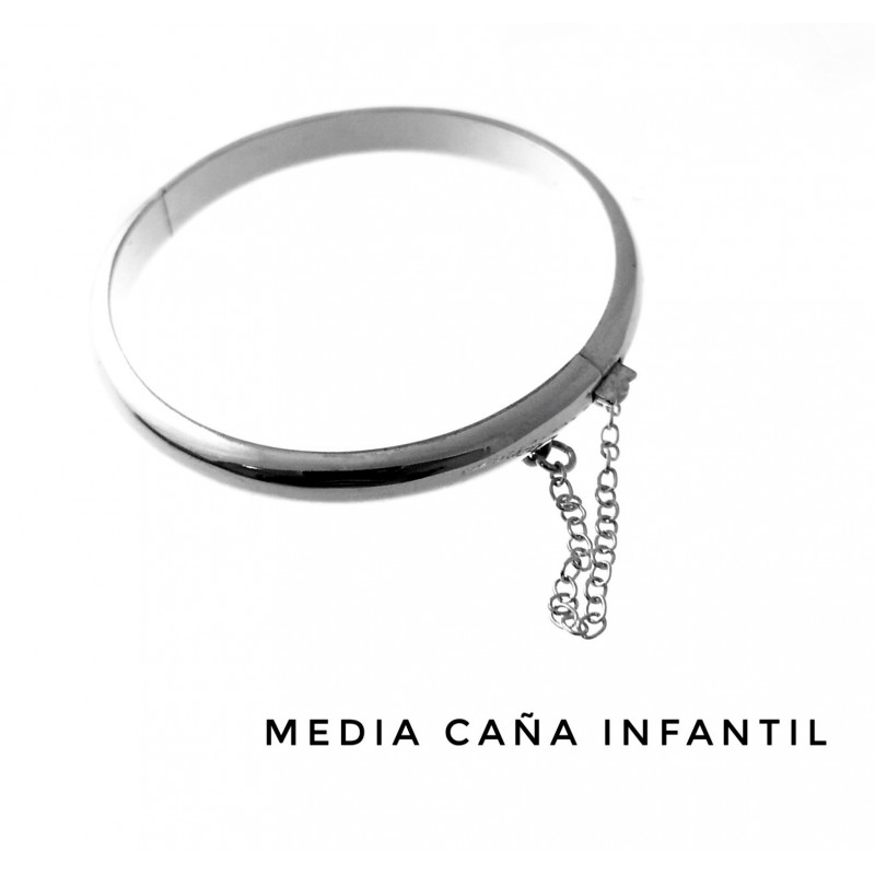 Brazalete de media caña infantil en Plata de ley lisa