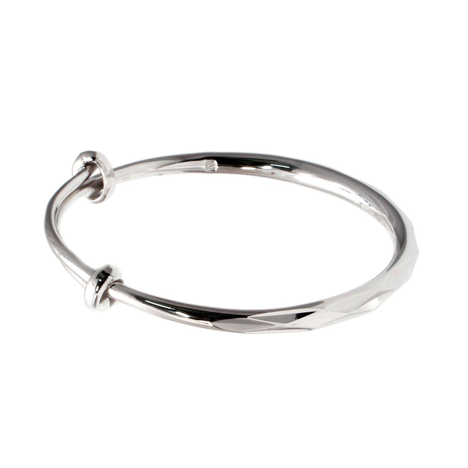 Pulsera media caña infantil ajustable de Plata de ley rodiada