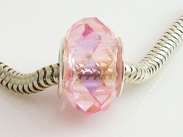 Abalorio de Plata   Murano facetado Rosa