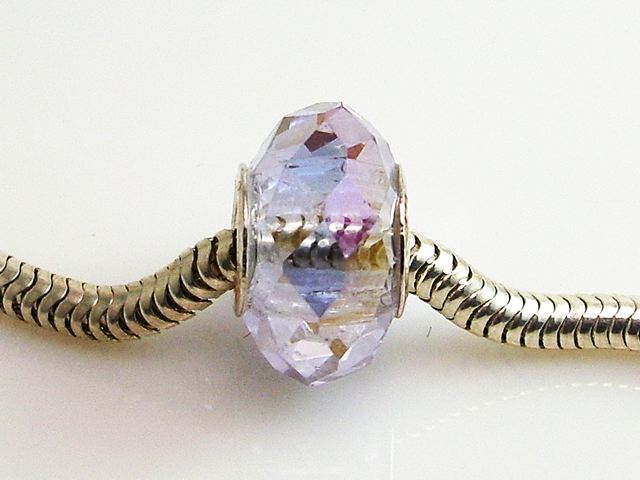 Abalorio de Plata Murano facetado Lila