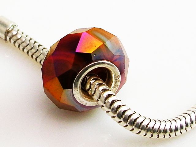 Abalorio de Plata Cristal Murano facetado marrón