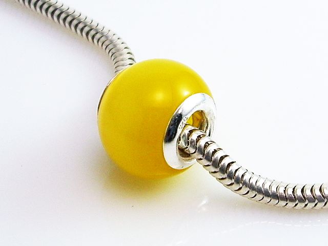 Abalorio de ojo de gato amarillo y Plata de ley