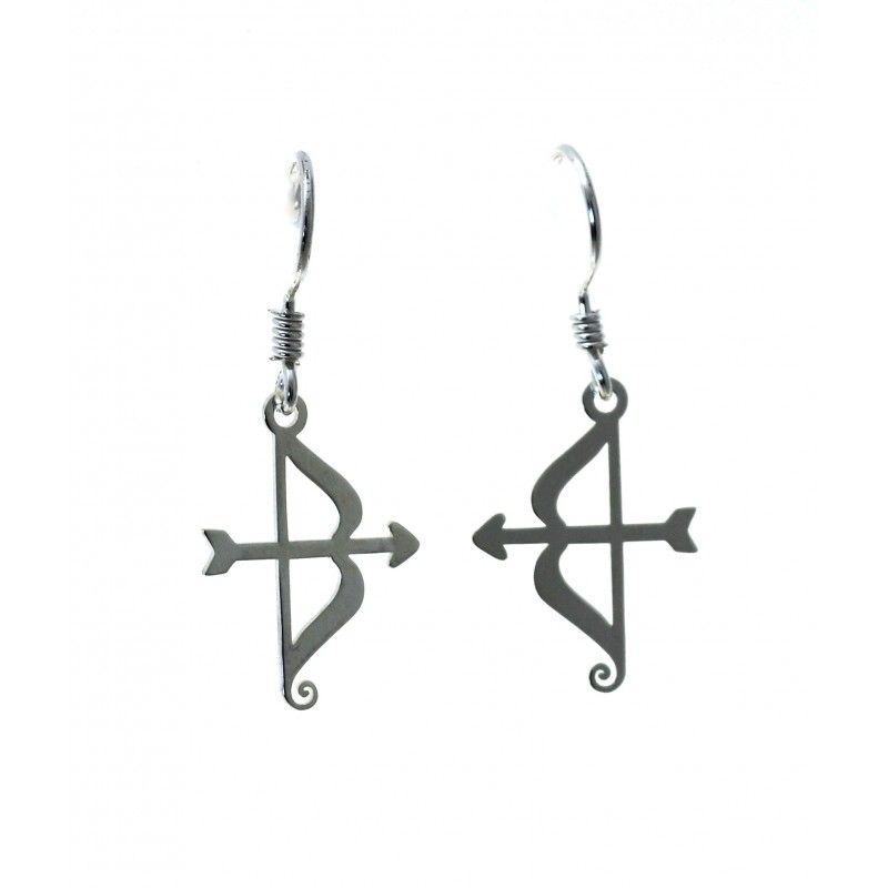 Pendientes arco y flecha de Plata de ley