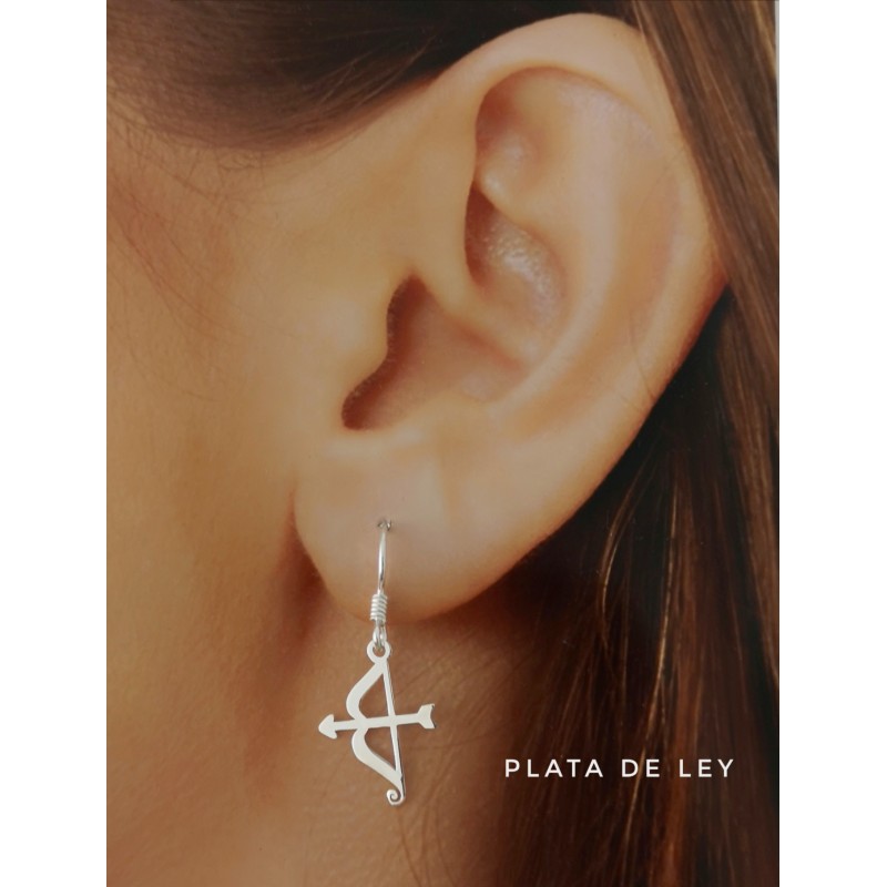 Pendientes arco y flecha de Plata de ley 2