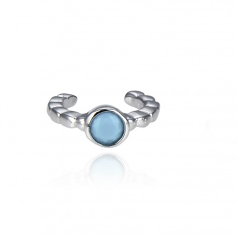 Aro ajustador suelto falso piercing turquesa Plata (medio par)