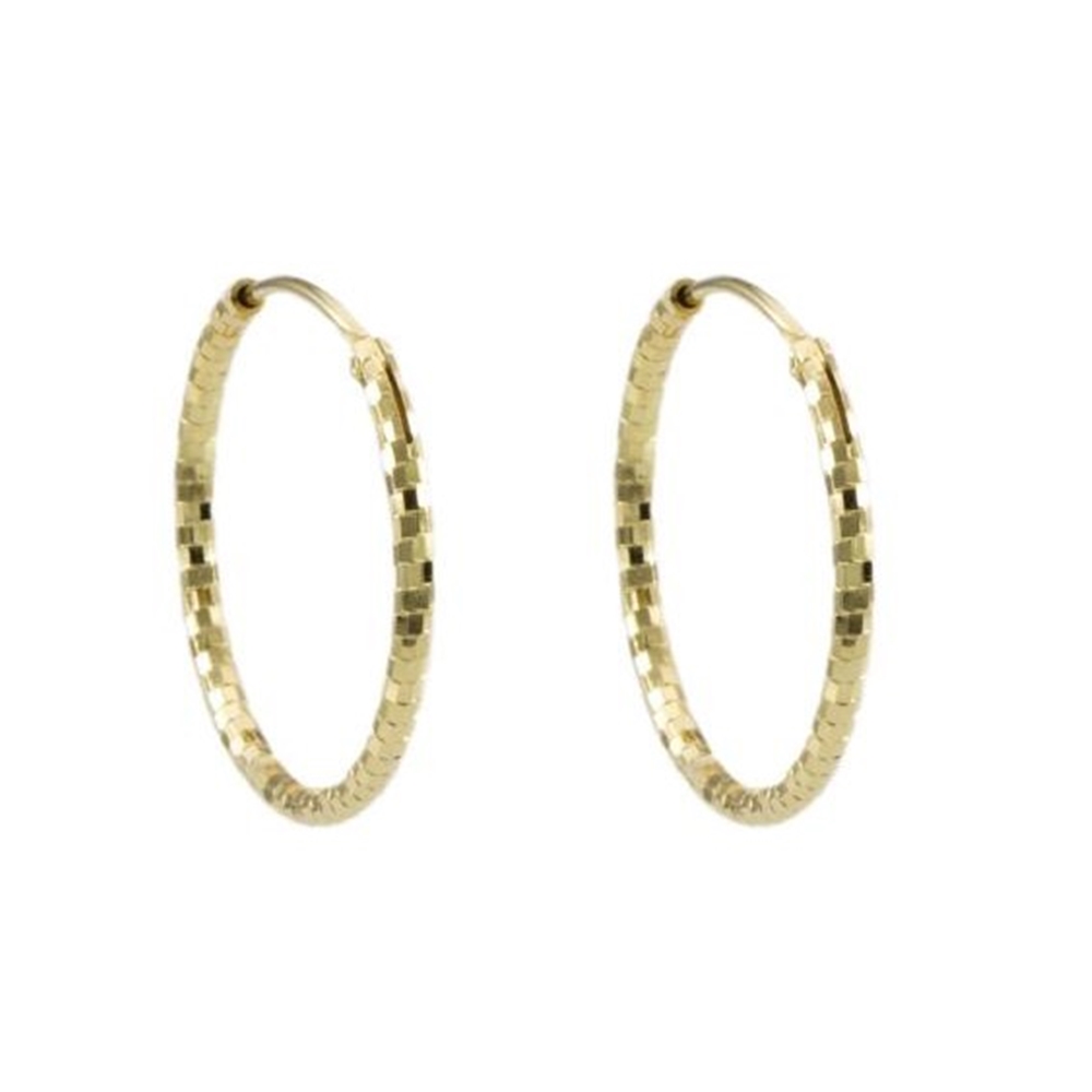 Aros tallados 35 Mm. de Plata de ley chapados en Oro