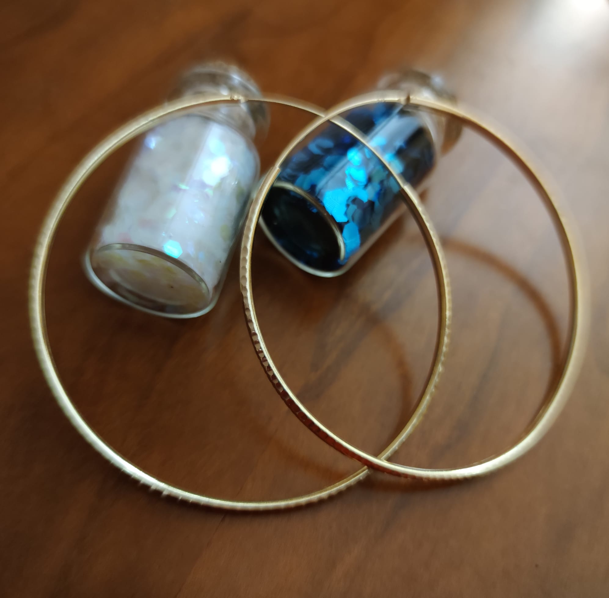 Pendientes Aros XXL 65 Mm. de Plata baño Oro tallados 1
