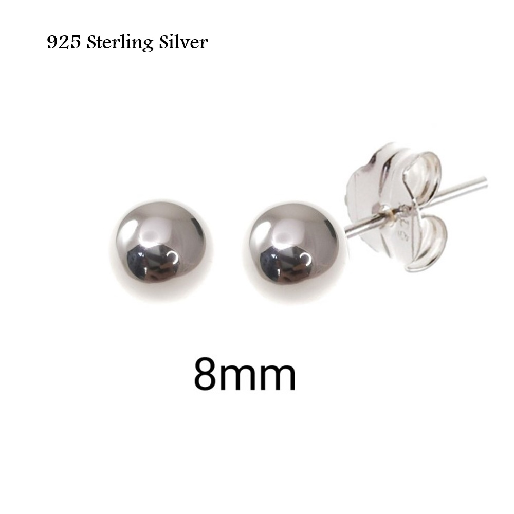 Pendientes bolas lisas de Plata de ley 8 Mm. 1