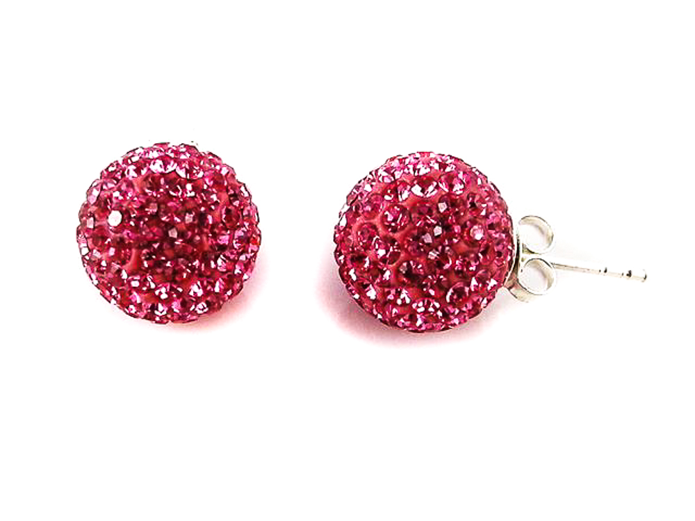 Pendientes de Plata con Cristal Colores 12 Mm. Rosa