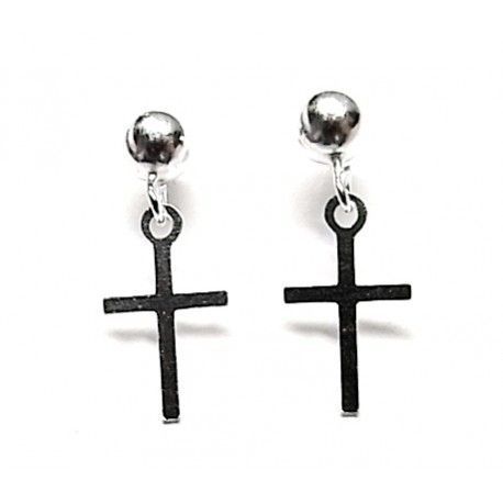 Pendientes bola 5 Mm.con cruz de Plata