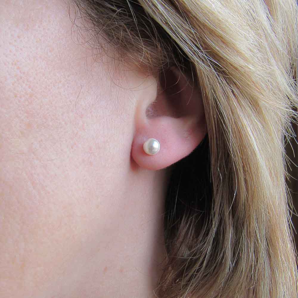 Pendientes de Plata de ley con perla 6 Mm._1