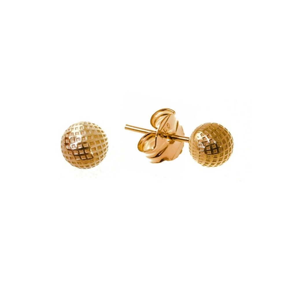 Pendientes bola dibujo de Plata de ley dorada 6 Mm.