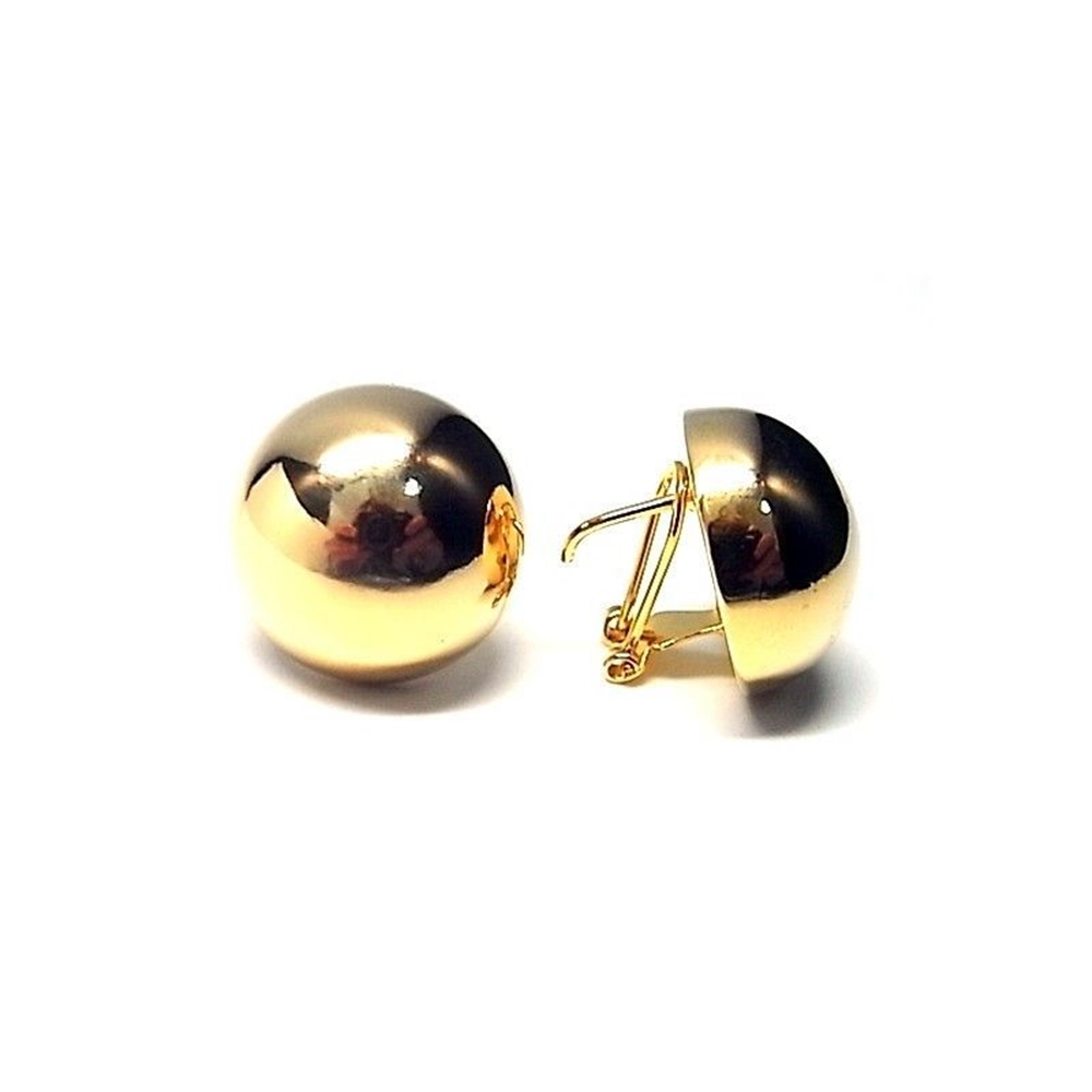 Pendientes media bola 20 Mm. Plata dorada cierre omega