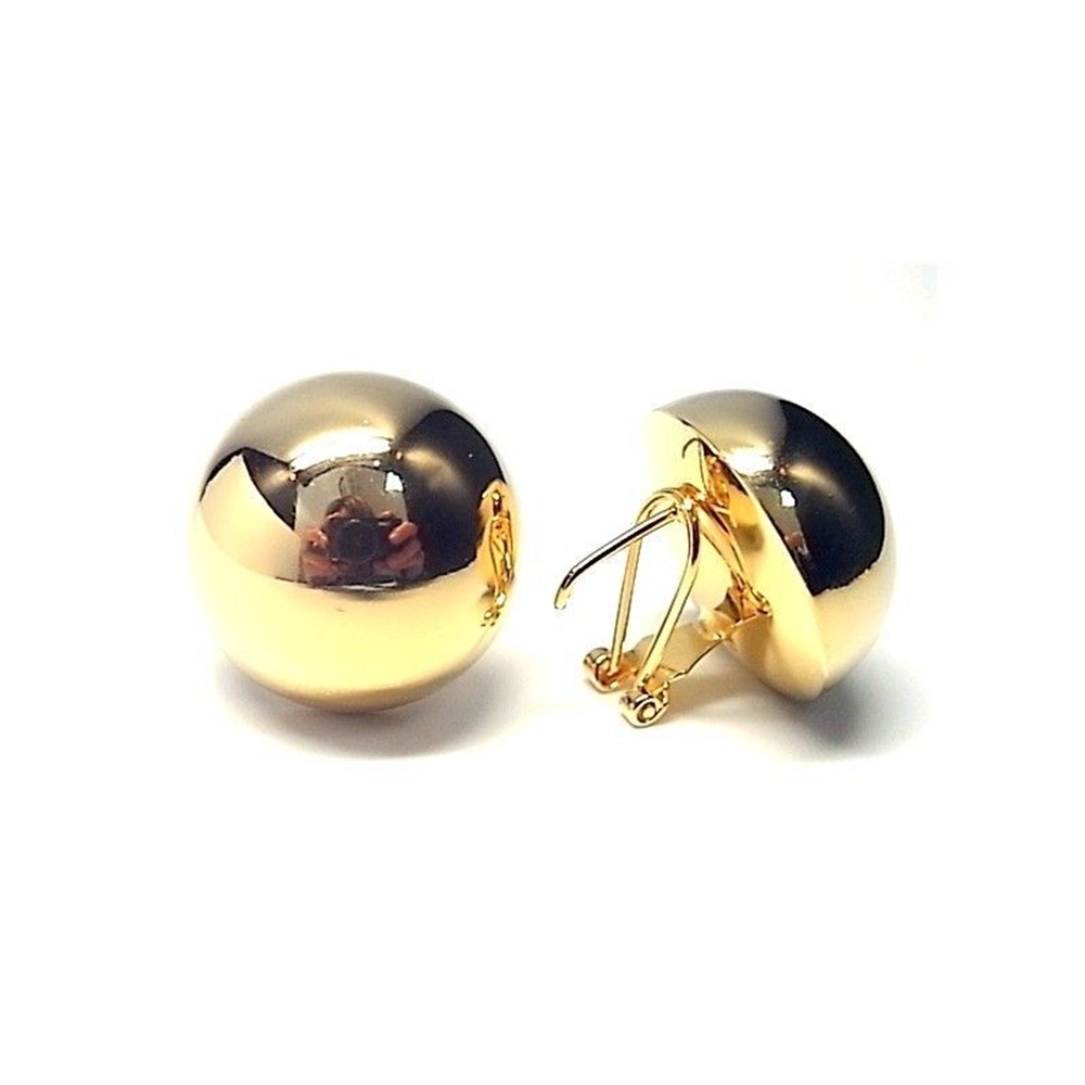 Pendientes m/bola de Plata chapada en oro 22 Mm. cierre omega