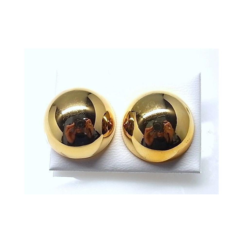 Pendientes media bola 24 Mm de Plata chapada en oro cierre omega 1
