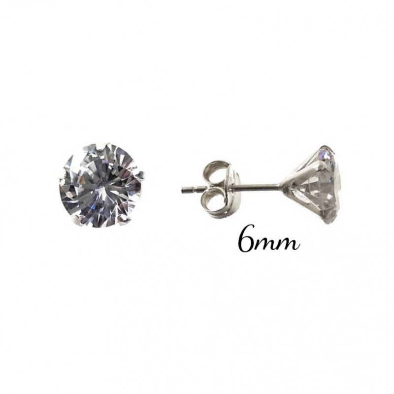 Pendientes Plata circonita 6 mm.