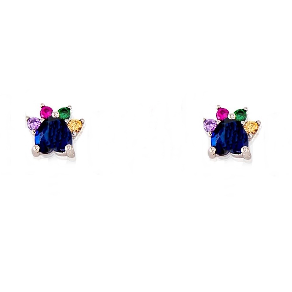 Pendientes de Plata rodiada Circonitas de colores