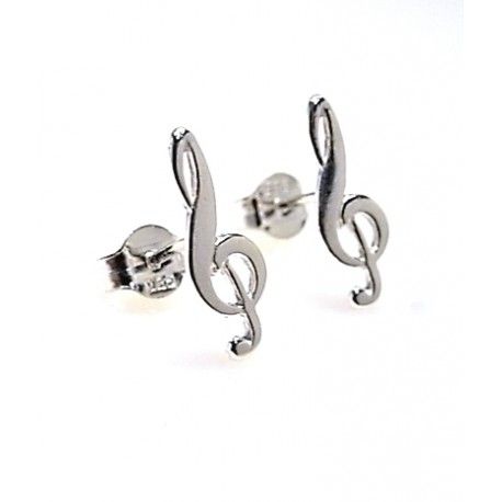 Pendientes de la Clave de Sol de Plata de ley