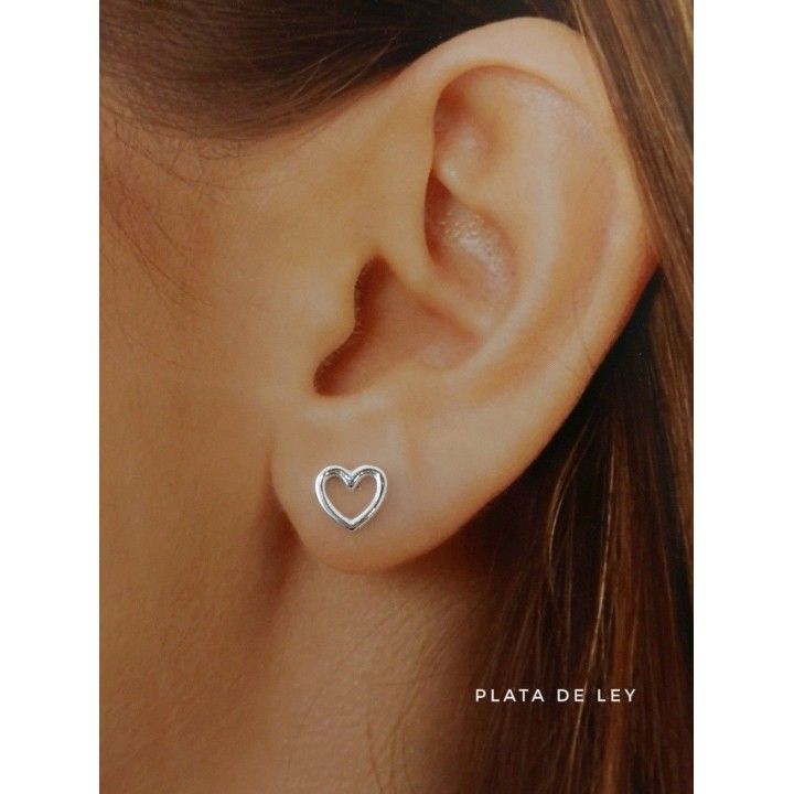 Pendientes corazón calado de Plata 2