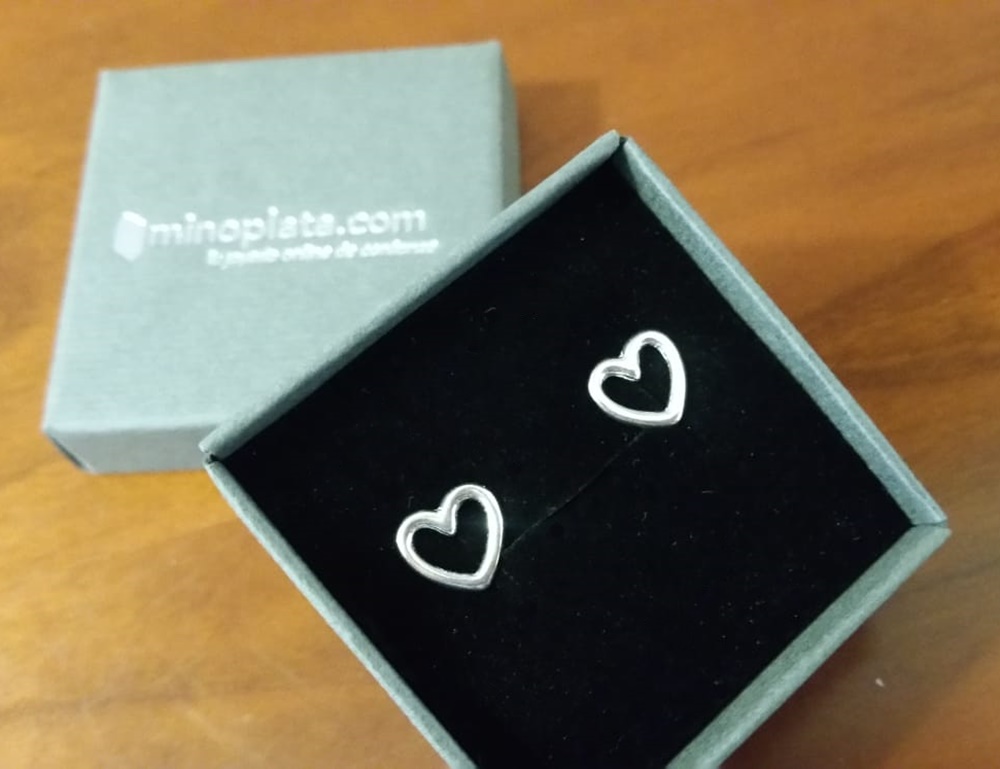 Pendientes corazón calado de Plata 3