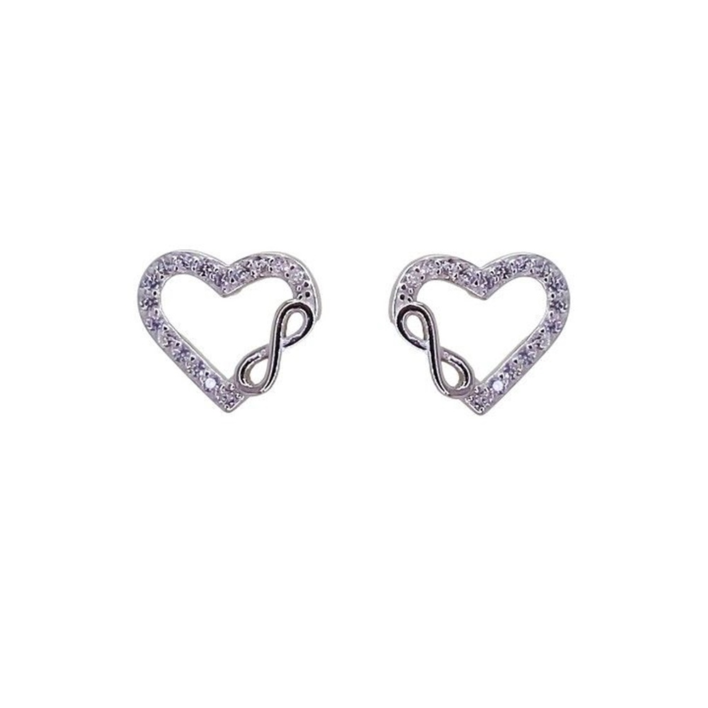 Pendientes corazón con infinito de Plata de ley con Circonitas