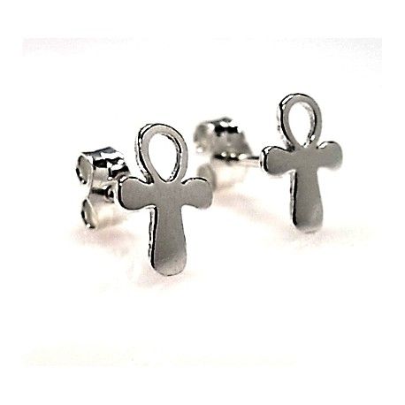 Pendientes cruz de la vida de Plata