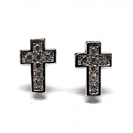 Pendientes cruz de Plata y circonitas