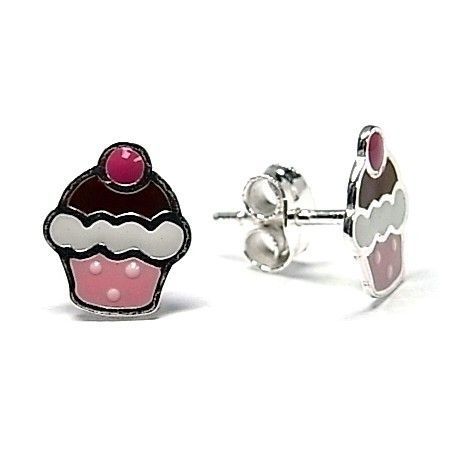 Pendientes cupcake de Plata y esmalte