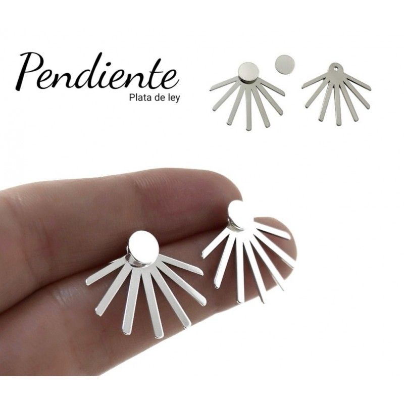 Pendientes dobles disco y barras de Plata de ley