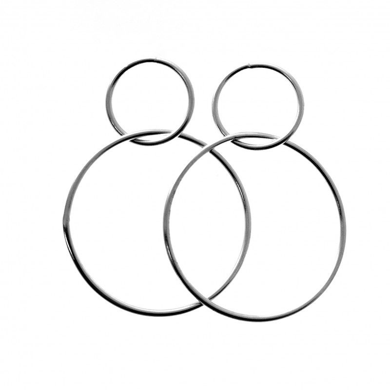 Pendientes doble aro Karma de Plata de ley 13 y 30 Mm