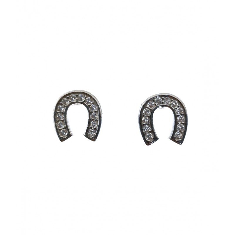 Pendientes herradura de Plata con piedras microengastadas