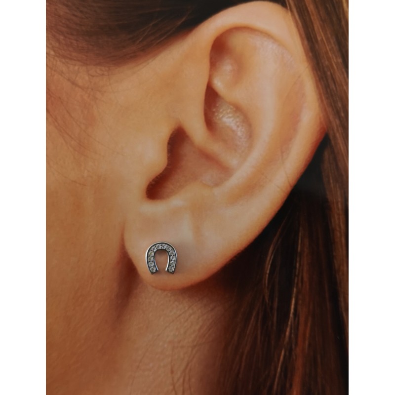 Pendientes herradura de Plata con piedras microengastadas 1