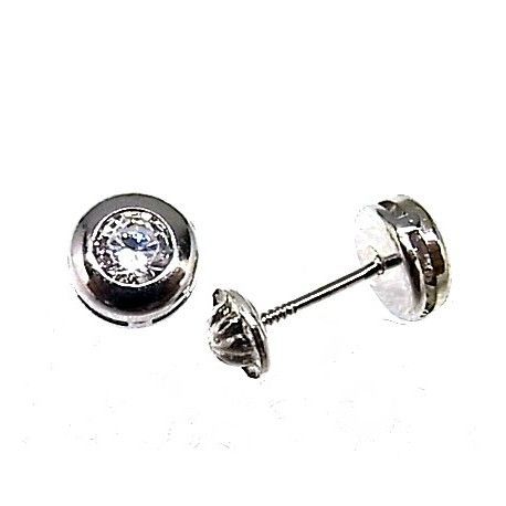 Pendientes chaton de Plata con Circonita 4 Mm. para bebés