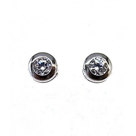 Pendientes chaton de Plata con Circonita 4 Mm. para bebés 1