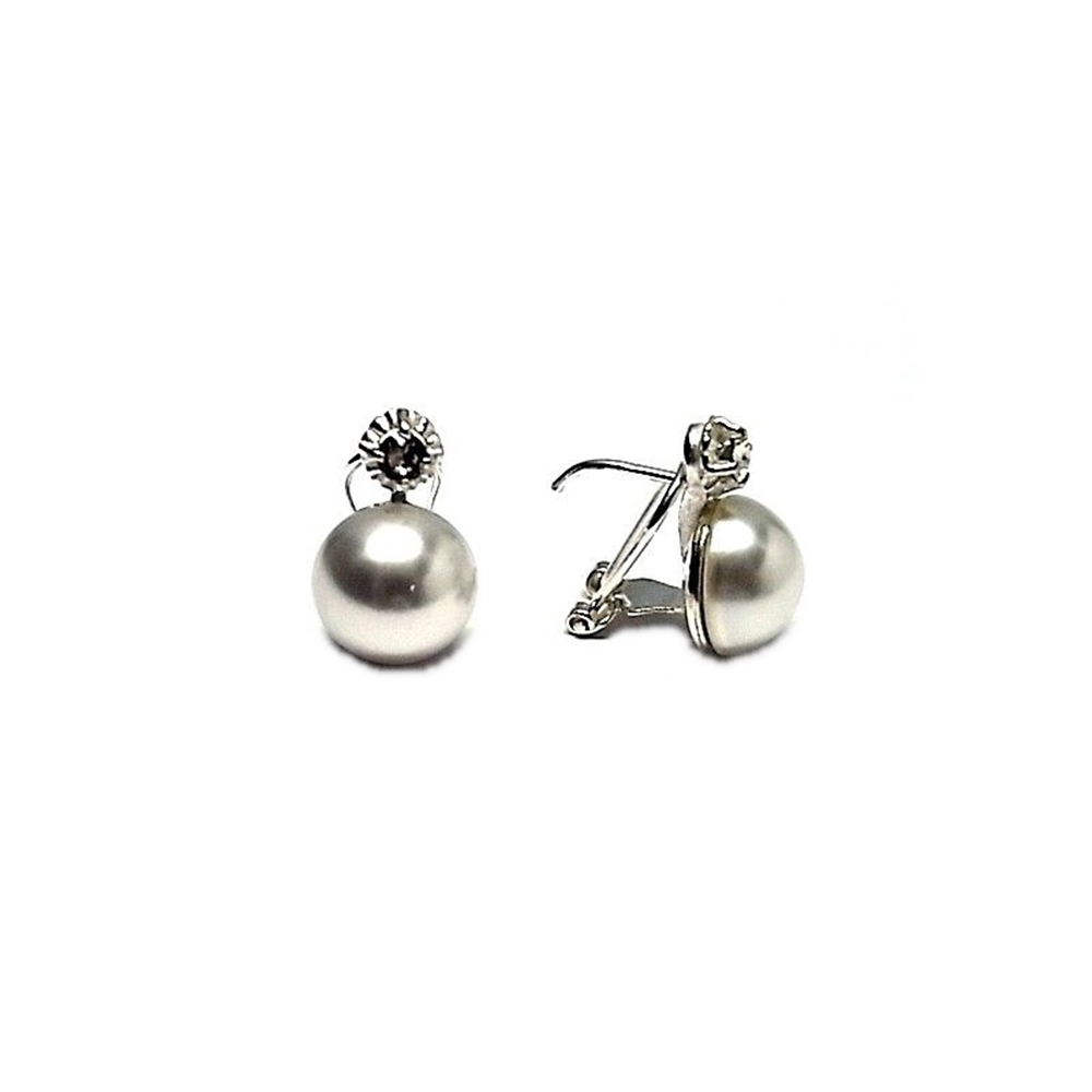 Pendientes plata Japonesa Perla blanca 12  Mm. cierre omega