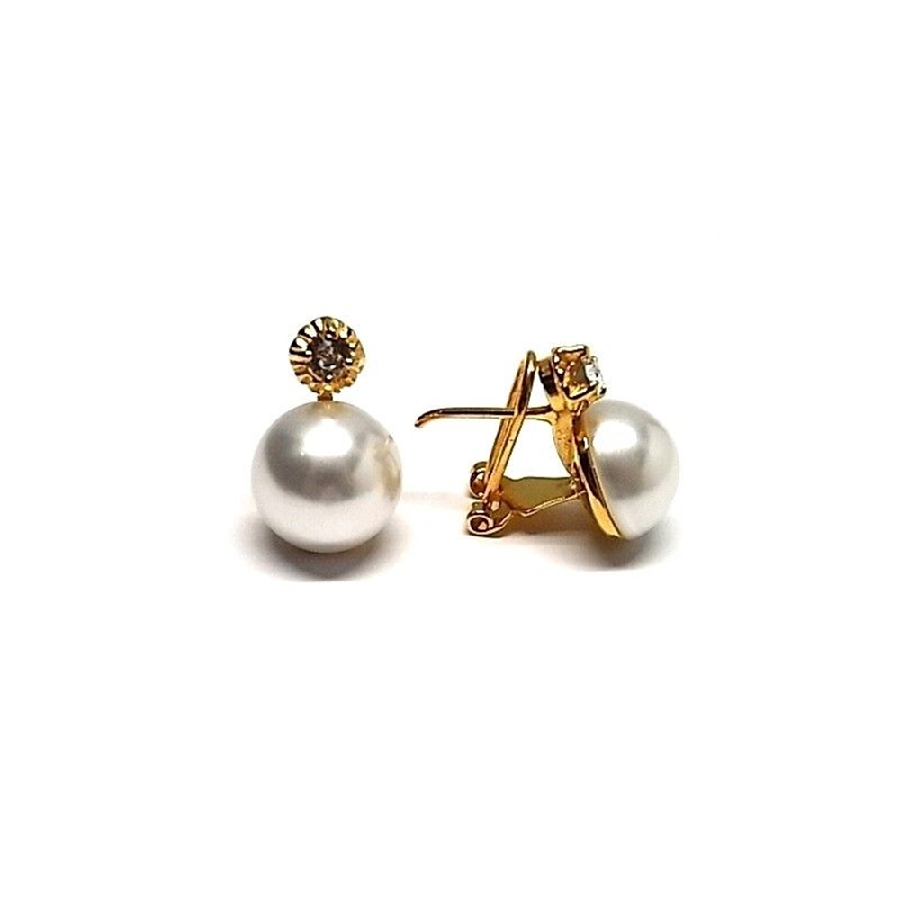 Pendientes Perlas japonesa 12 Mm. en Plata de ley dorada