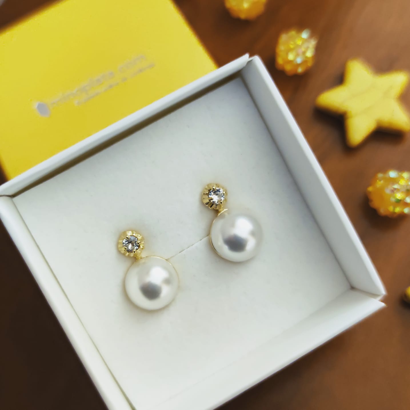 Pendientes Perlas japonesa 12 Mm. en Plata de ley dorada 5