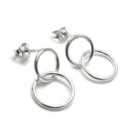 Pendientes dobles aros de Plata de ley