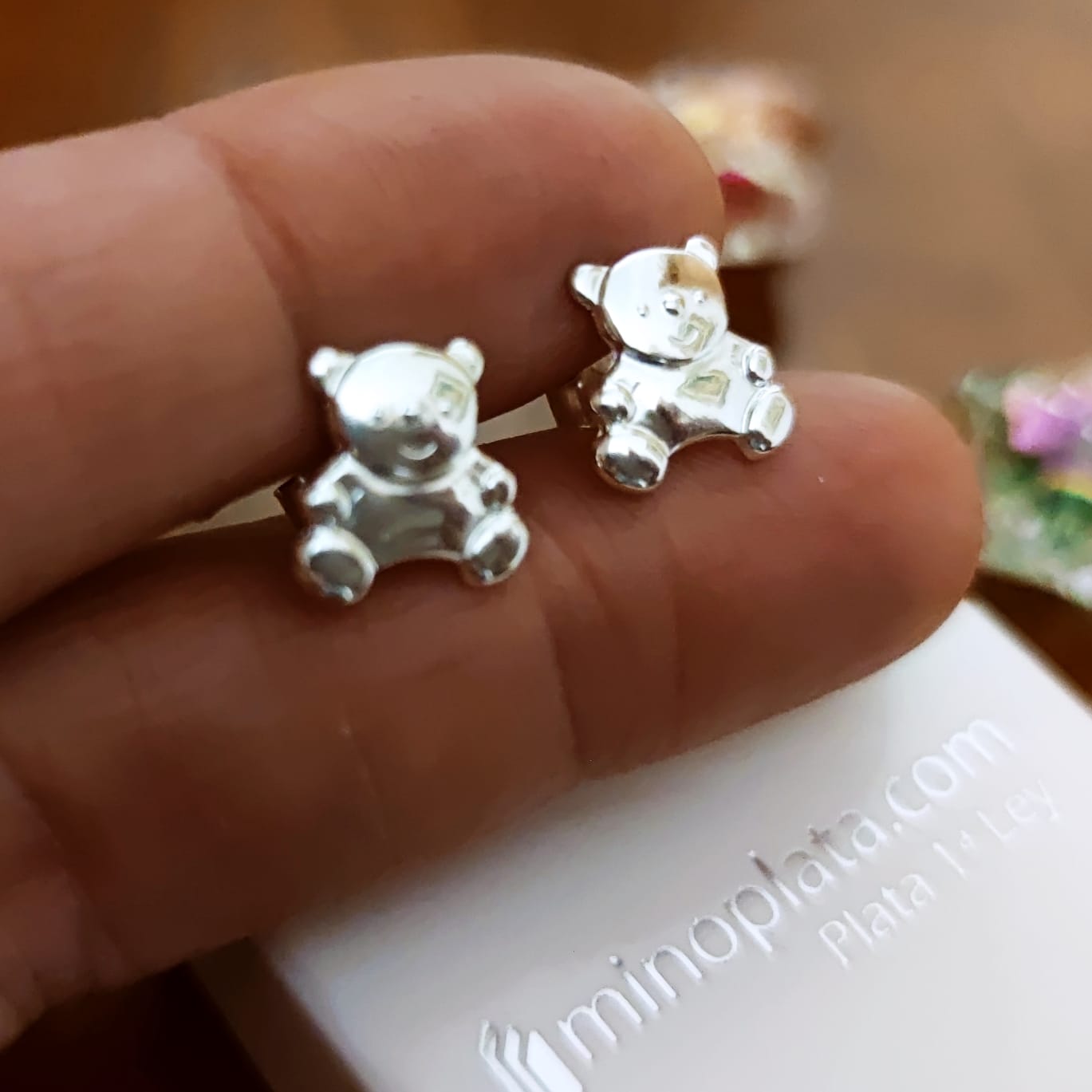 Pendientes niña Ositos de Plata de ley 1