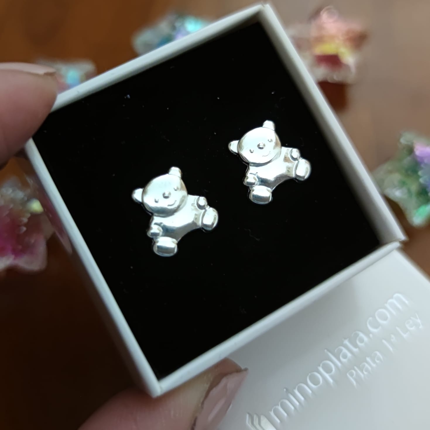 Pendientes niña Ositos de Plata de ley 3