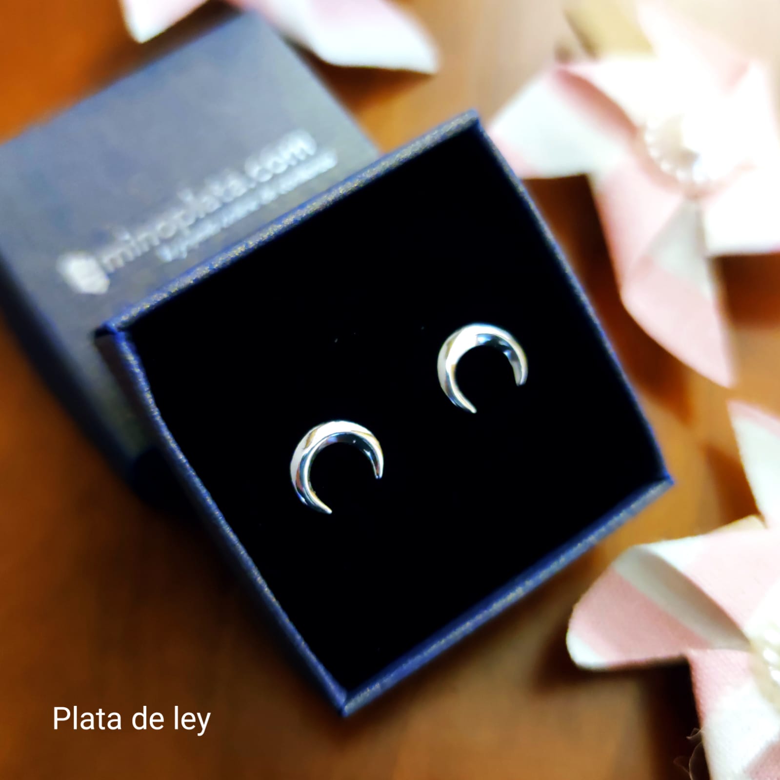 Pendientes luna de Plata de ley 4